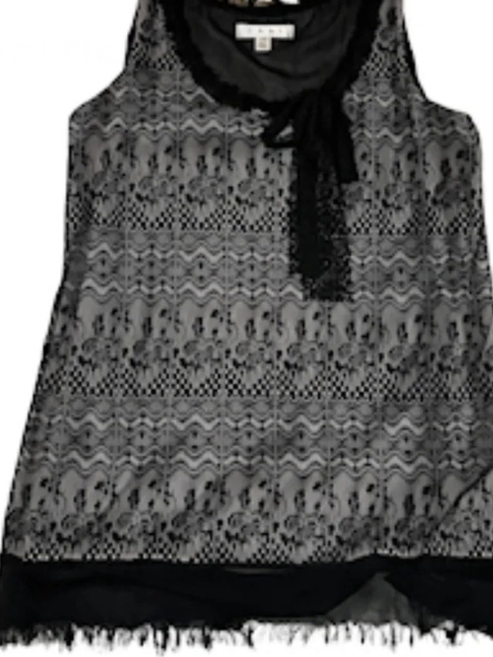 CAbi Black Lace Overlay Sleeveless Scarf Accent
